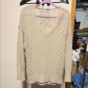 Free People Cream Scoop Neck‎ Sweater